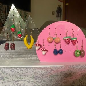 Handmade Fruit and Mushroom Clay Earrings